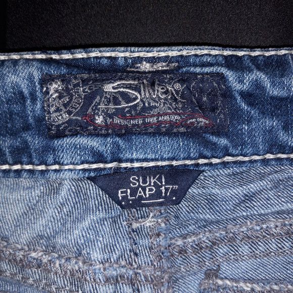 Silver SUKI Flap 17" Jeans Tag Size 29 X 33 (Measures 30 X 33) Pockets Stretch - Picture 7 of 11